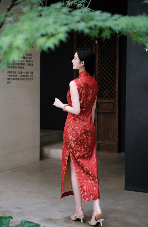 盛唐牡丹|花开祥瑞真丝宋锦旗袍裙 商品图6