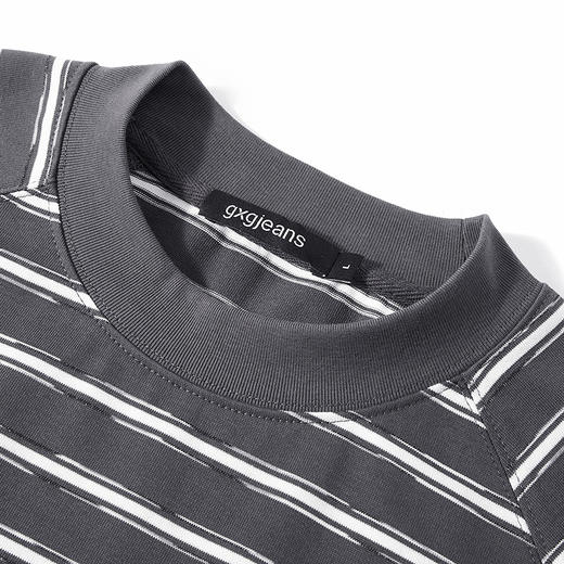 gxg.jeans男装  条纹撞色插肩袖宽松休闲圆领短袖T恤男 25夏热卖 商品图3
