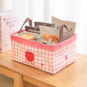 摩登主妇樱桃桌面收纳盒布艺化妆品零食杂物筐多功能整理储物神器