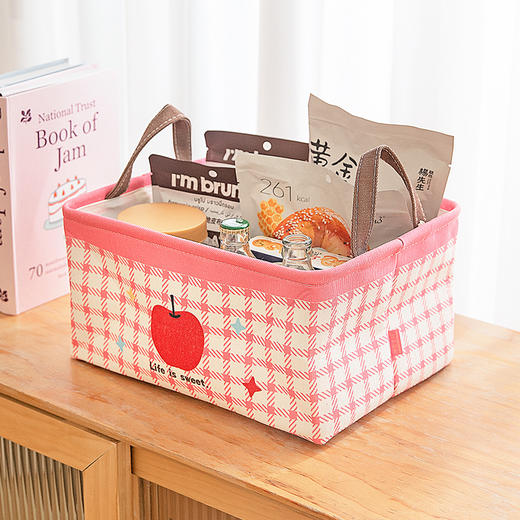 摩登主妇樱桃桌面收纳盒布艺化妆品零食杂物筐多功能整理储物神器 商品图0