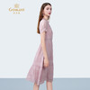 乔万尼新品2025100%真丝晕染浪漫木耳边V领收腰连衣裙ED2E408 商品缩略图3