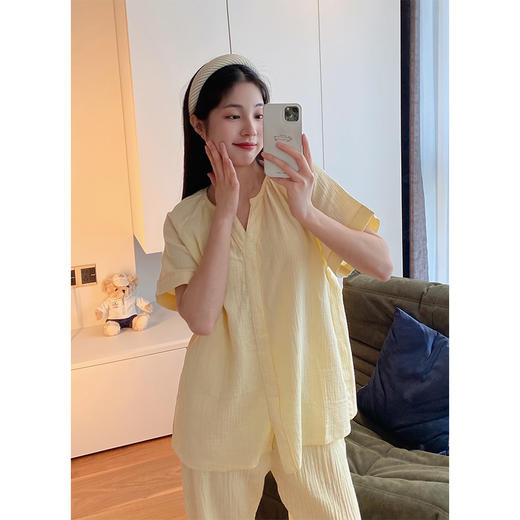 【贝拉自留款】绉布短袖长裤套装 轻盈柔软 不黏肌肤 水洗后更柔软 商品图3