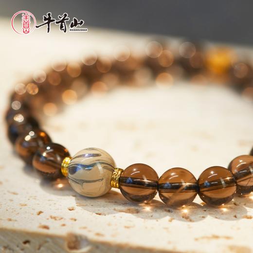 牛首灵珠·明镜自在漆珠手串原创设计茶晶大漆珠情侣手链百搭 商品图0