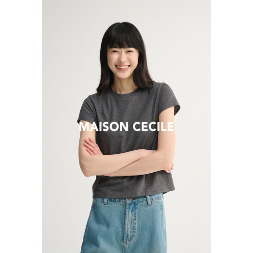 MAISON CECILE 四色/基础款桑蚕丝羊毛混纺软糯亲肤圆领/U领T恤 商品图2