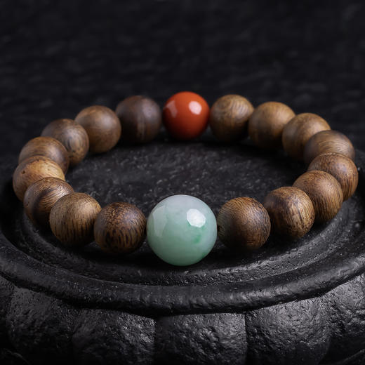 XY0319沉香+翡翠南红手串 商品图6