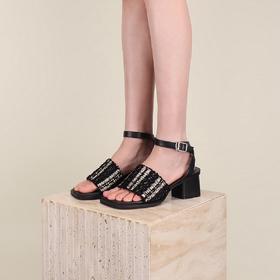 直述NOMORELIE 中跟编织带凉鞋