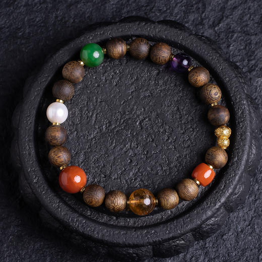 XY0378沉香+南红碧玉水晶多宝手串 商品图7