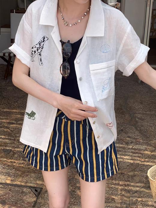 浮生八记/25B073/海贝度假元素刺绣衬衫 商品图2