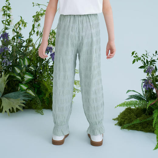 mettekids儿童裤子2025夏季新款女童防蚊裤轻薄透气绿色束脚裤 商品图3