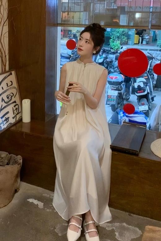 Le Malene 米色温柔甜美蝴蝶结连衣裙 20327 商品图1