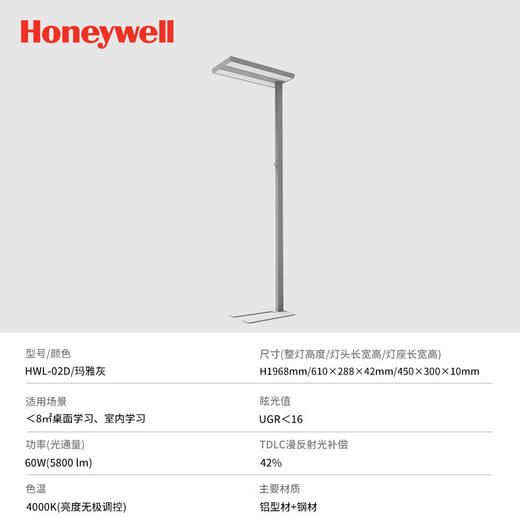 霍尼韦尔（Honeywell）护眼台灯学习立式全光谱类太阳光落地大路灯儿童卧室HWL-02D 商品图1