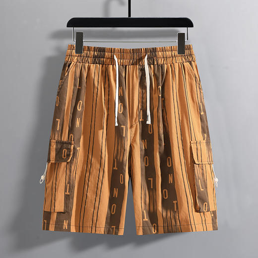 【特大码】320斤大码粗条纹工装短裤宽松加肥加大肥佬透气潮牌沙滩裤胖子休闲 商品图2