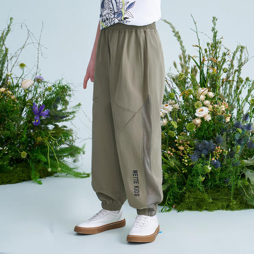 mettekids儿童裤子2025夏季新款男童绿色防蚊裤工装运动束脚长裤 商品图2