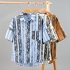 【特大码】【DFF】320斤大码短袖衬衫粗条纹工装男士t恤加肥加胖子男装夏天纯棉衬衣 商品缩略图0
