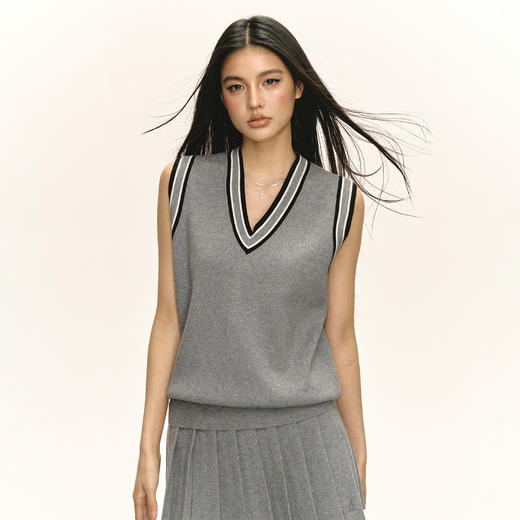 Ariseism 美式复古学院风V领无袖背心女2025夏季新款辣妹宽松上衣 商品图3
