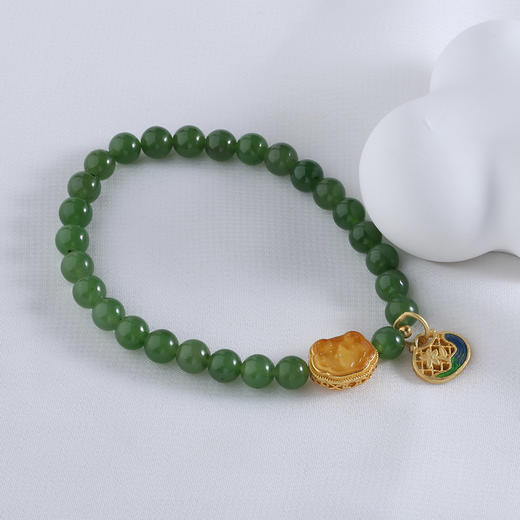 【宏艺珠宝】翠韵福泽·银s925和田玉手串﹝主体为晶石类、有机宝石类、天然玉石类产品不支持以旧换新﹞ 商品图1