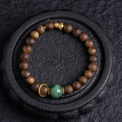 XY0373沉香+碧玉猫眼渐变手串 商品图3