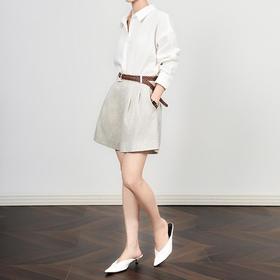 「高货wl」全新升级【铂金会员220/天猫289/差价69】(42649)洛诗琳轻奢亚麻短裤2025夏季宽松阔腿直筒休闲五分西裤女