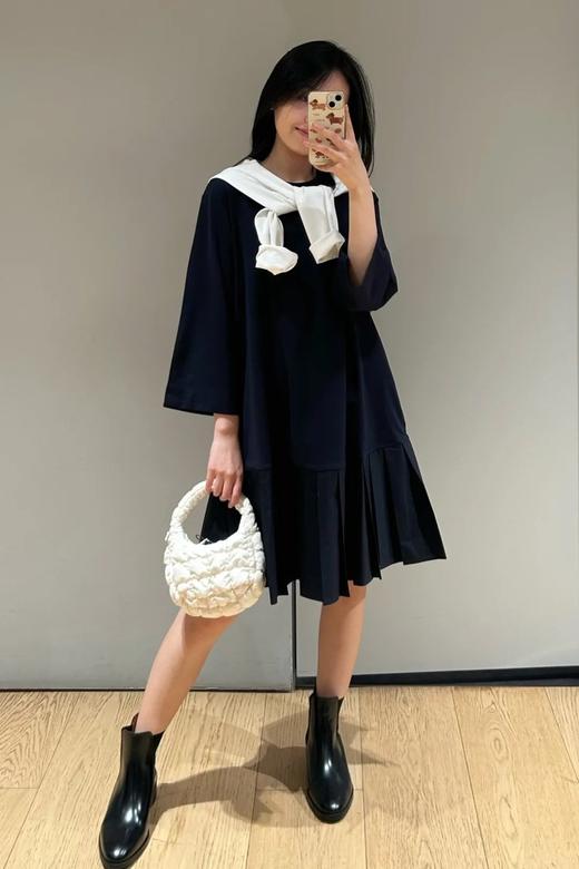 【高品质私服】【CS拼接百褶针织T恤连衣裙】织纹赋予肌肤云朵般的亲肤触感G1217-CC【无标出货 介意慎拍】 商品图6