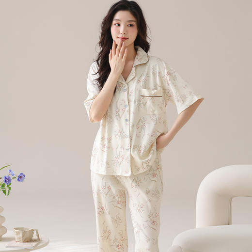 【裸感清凉，舒享夏夜~】睡衣女短袖长裤 甜美夏季套装 可外穿新款夏款 莫代尔家居服-QQ 商品图10