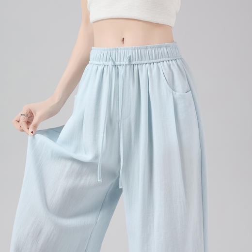 卷卷紫夏日涼爽•冰丝棉麻阔腿裤 轻奢质感 冰凉舒适 轻薄透气 垂坠爽滑修长腿型线条 显瘦显高 商品图6