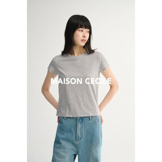 MAISON CECILE 四色/基础款桑蚕丝羊毛混纺软糯亲肤圆领/U领T恤 商品图1