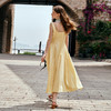 OLrain欧芮儿黄色方领背心连衣裙女夏季2025新款收腰显瘦气质长裙 商品缩略图3