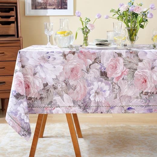 水彩牡丹系列桌布茶几餐桌轻奢棉高级感长方形氛围感法式复古结婚定制 商品图3