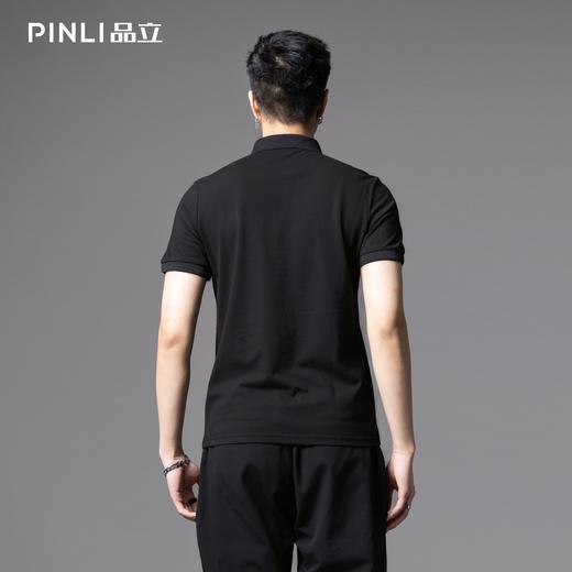 PINLI品立2025夏季新款小狗烫钻修身POLO衫商务休闲短袖男士上衣BG252112089 商品图2