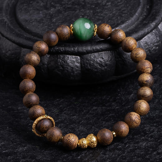 XY0373沉香+碧玉猫眼渐变手串 商品图6