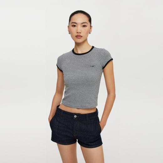 oneup合身弹力条纹短袖 商品图1