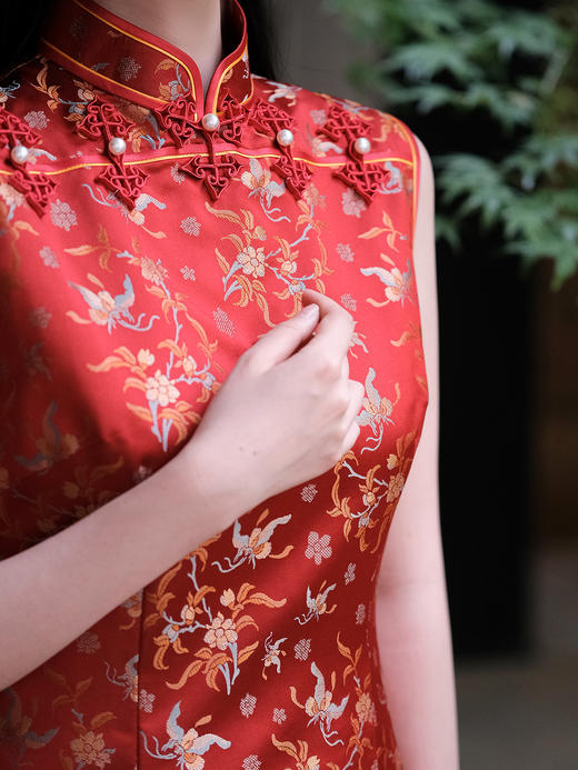 盛唐牡丹|花开祥瑞真丝宋锦旗袍裙 商品图2