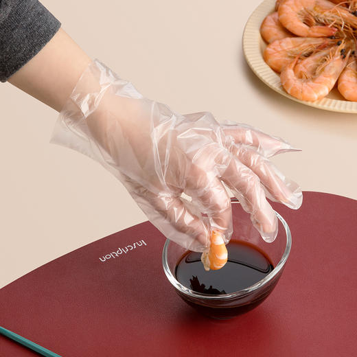茶花 一次性手套500只共5包食品级PE加厚餐桌方便手套 商品图2