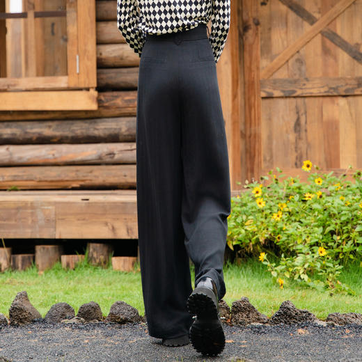 谜底休闲裤女2025秋季新款简约百搭高腰亲肤直筒裤长裤257MK7733 商品图2