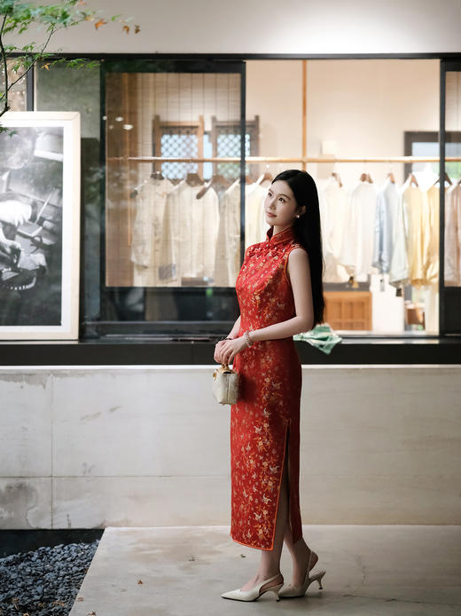 盛唐牡丹|花开祥瑞真丝宋锦旗袍裙 商品图8