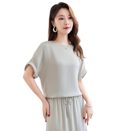 真丝混纺弹力绉亲肤桑蚕丝休闲套装SM-72599912 商品图4