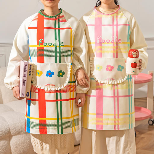 摩登主妇彩虹软糖长袖围裙厨房家用新款反穿防油防水年轻款女罩衣 商品图1