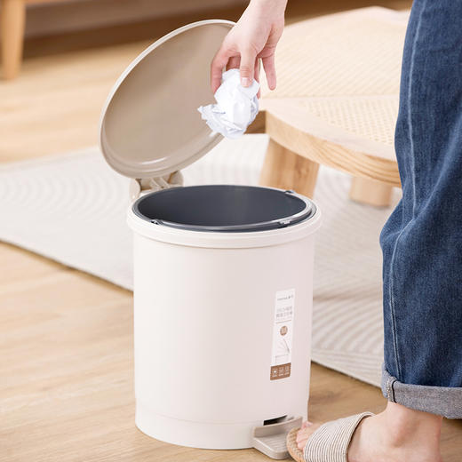 CHAHUA茶花 垃圾桶 带盖脚踏式大号办公室卫生间圆型废纸1501 商品图1
