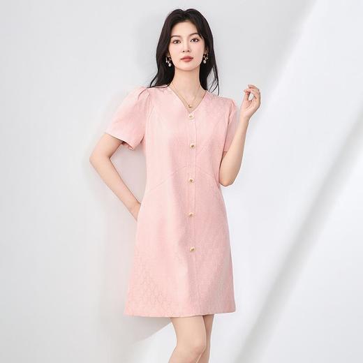 「高货wl」全新升级【铂金会员367/天猫499/差价132】(11715)洛诗琳气质典雅提花人丝连衣裙2025夏季新款优雅显瘦A字裙 商品图0