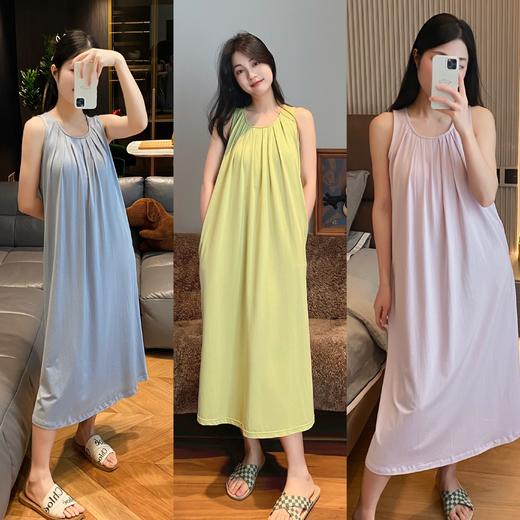 天丝棉带杯睡裙 舒适柔软 吸湿排汗 宽松休闲版 免穿BRA 商品图0