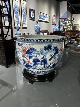 釉下彩《一塘和气》聚宝缸