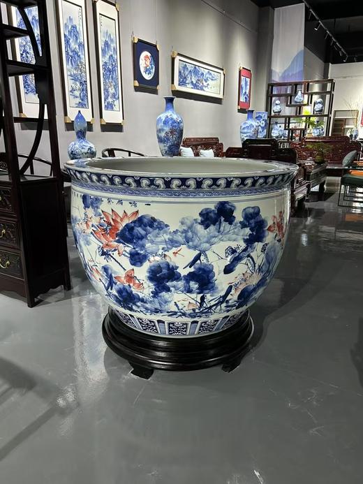 釉下彩《一塘和气》聚宝缸 商品图0