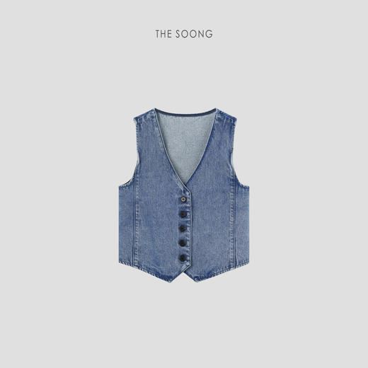 THESOONG|"牛仔马甲"复古莱赛尔洗水磨纱做旧质感马甲外套BNZ6976 商品图3