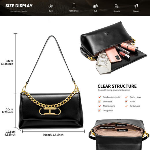 【预售3天】潮流时尚女式手提腋下包小众通勤百搭单肩包高级质感手提包CO2C2261-1 商品图2