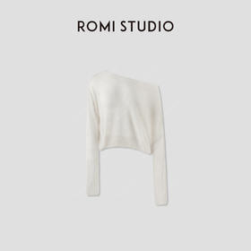 ROMI STUDIO“知性优雅”绵羊毛羊驼毛混纺轻薄斜肩罩衫 RWCRST3416