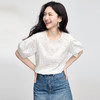 熙世界白色镂空刺绣蕾丝衬衫女夏季宽松休闲圆领上衣气质套头衬衣 商品缩略图4