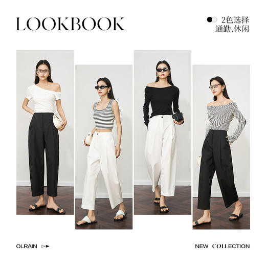 OLrain欧芮儿黑色通勤锥形西装九分裤女夏季2025新款阔腿裤长裤子 商品图3