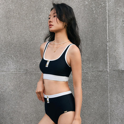 sisia2025新款泳衣女士高级感显瘦性感绝美复古撞色温泉分体泳衣SWT24-09A 商品图1