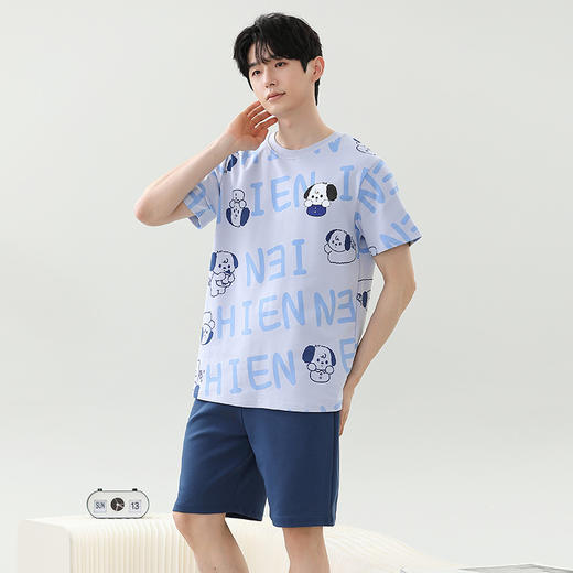 【新款男士睡衣套装！卡通设计可外穿】夏季新款男士睡衣 拉架仿棉短袖短裤 圆领卡通可外穿家居服套装-QQ 商品图10