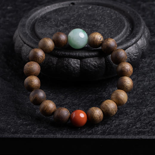 XY0319沉香+翡翠南红手串 商品图3